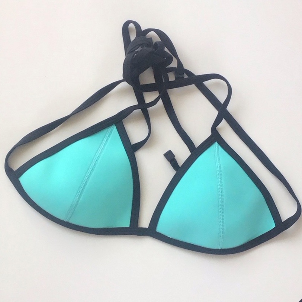Triangl teal Miami mint green Chloe contrast black bikini top